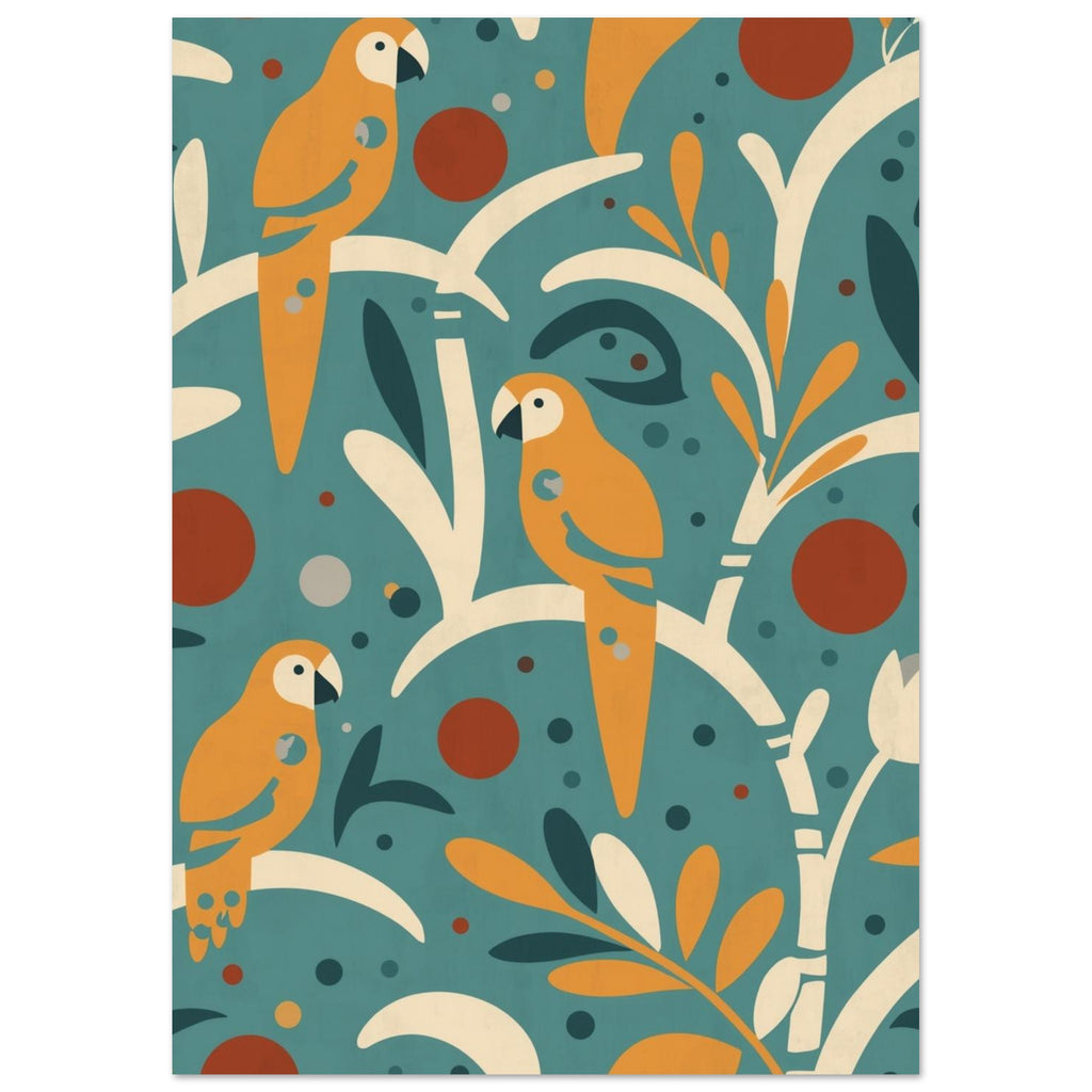 parrot art print for the living room, soft painterly artwork on matte paper