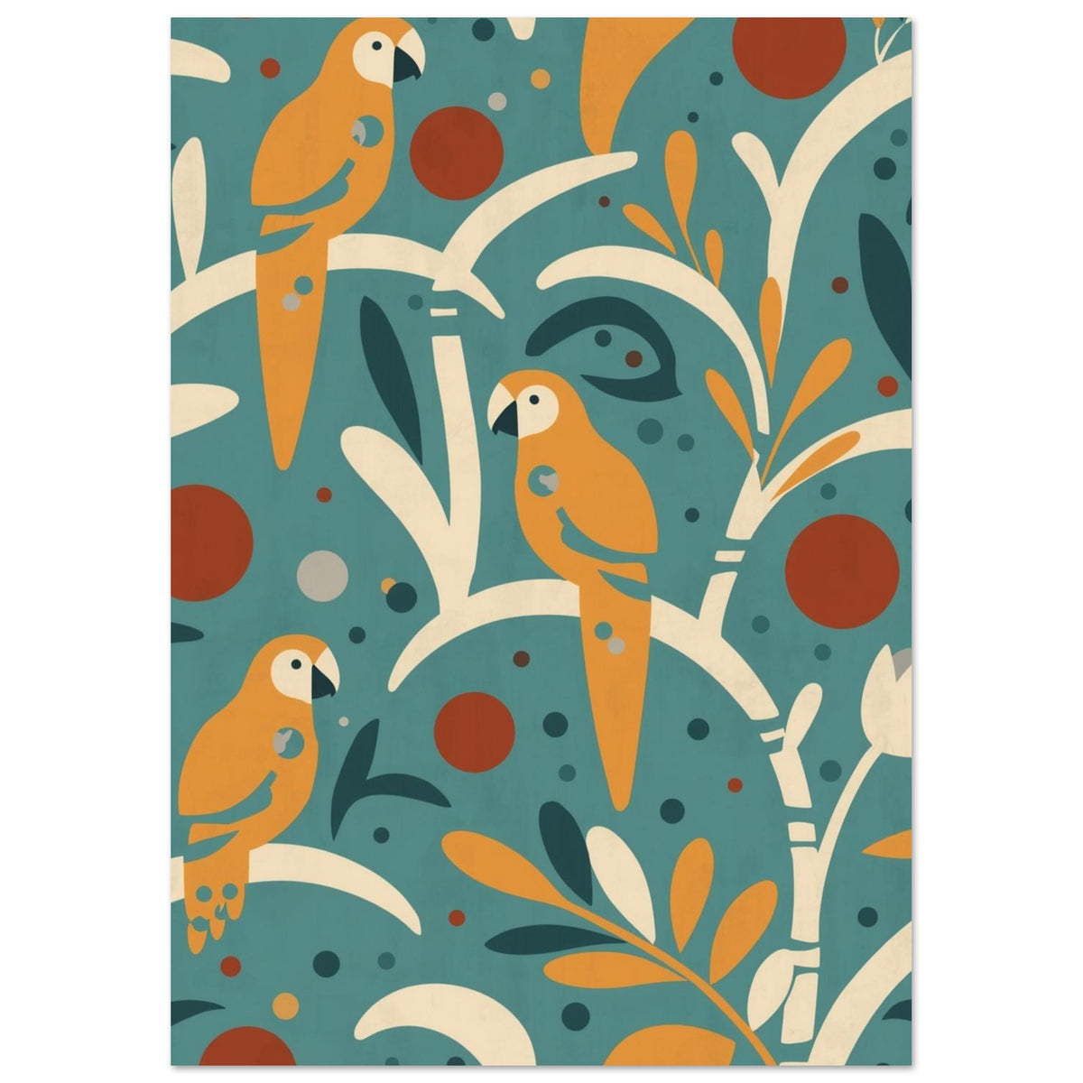 parrot art print for the living room, soft painterly artwork on matte paper