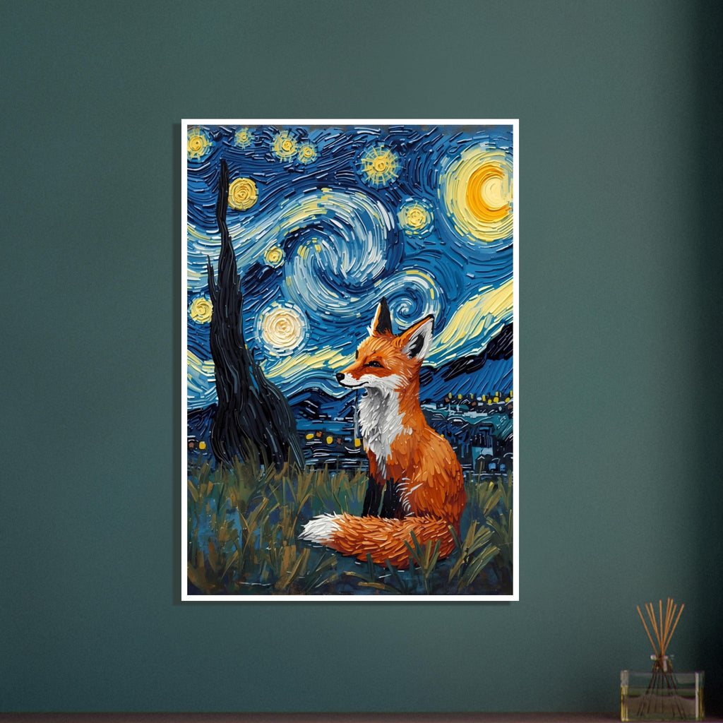 fox art print for the living room, soft painterly artwork on matte paper