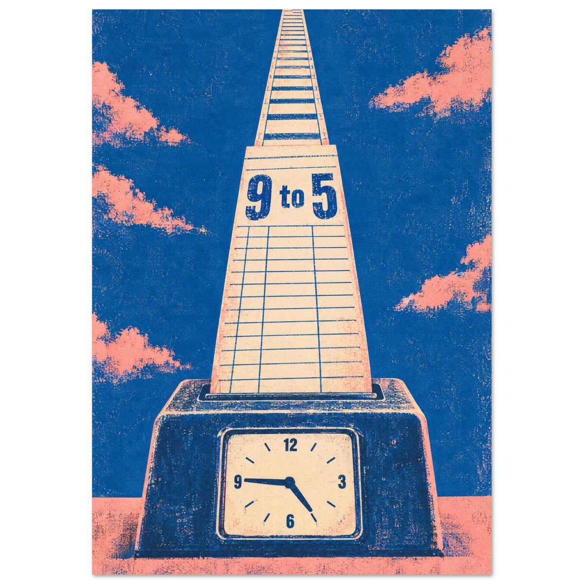 9 To 5 Retro Clock Poster
