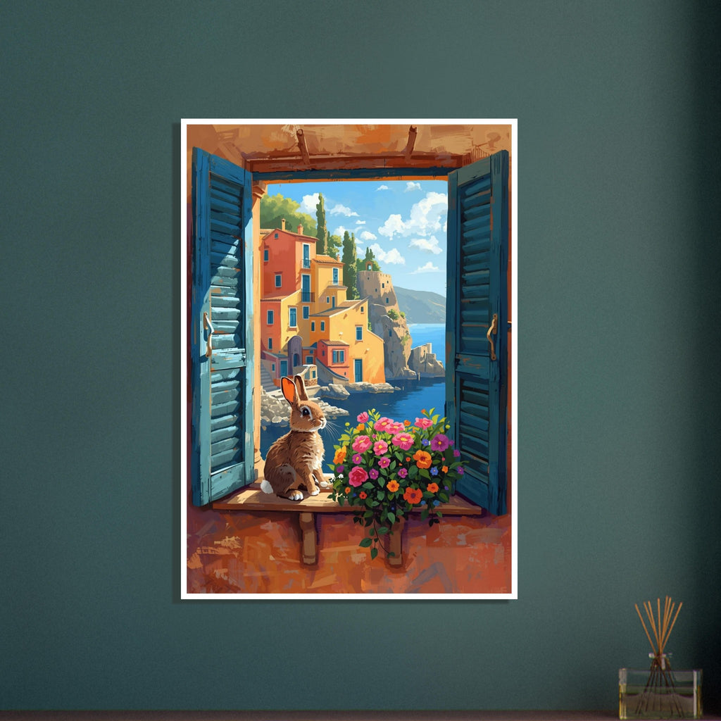 rabbit art print for the nursery, soft painterly artwork on matte paper