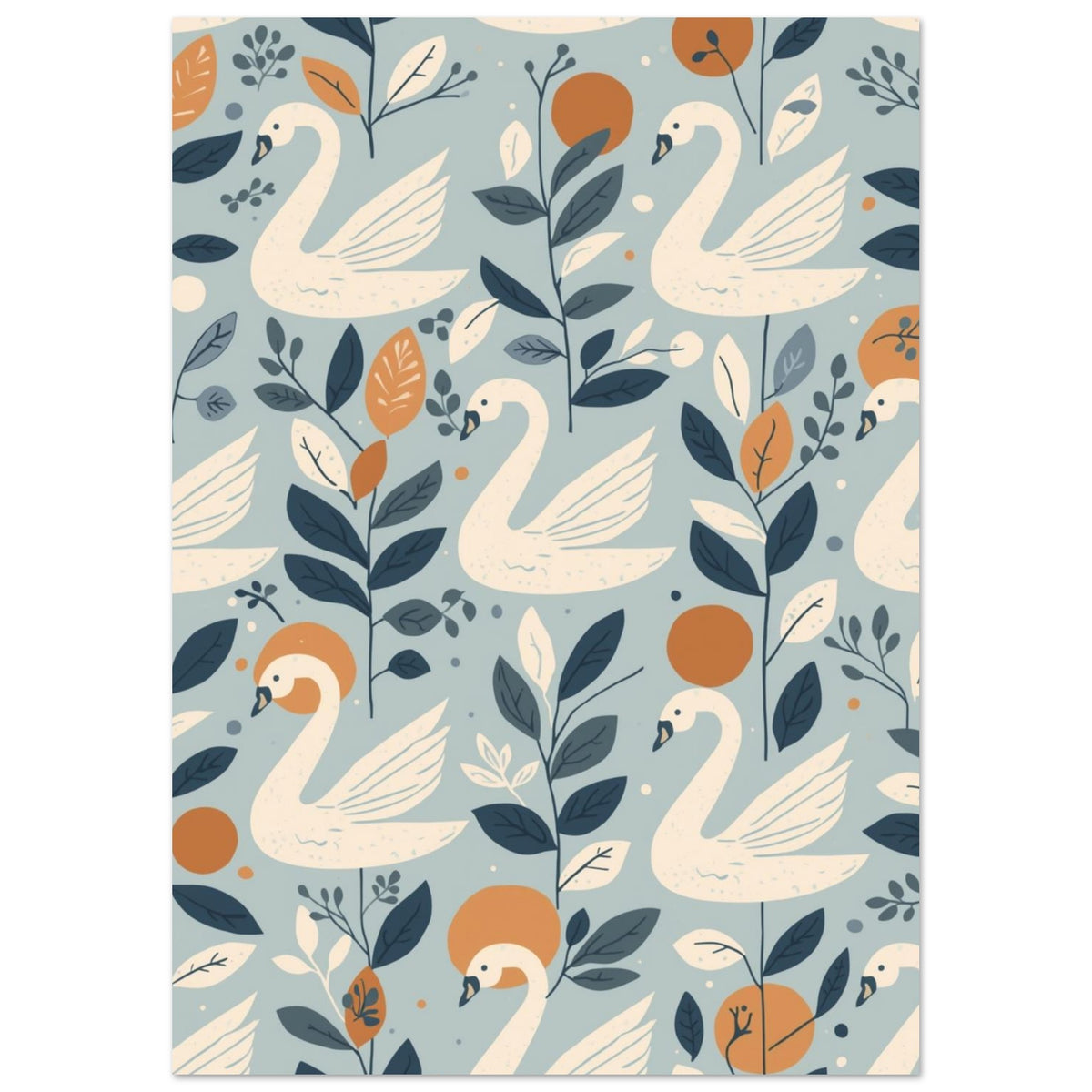 swan art print for the bedroom, soft painterly artwork on matte paper