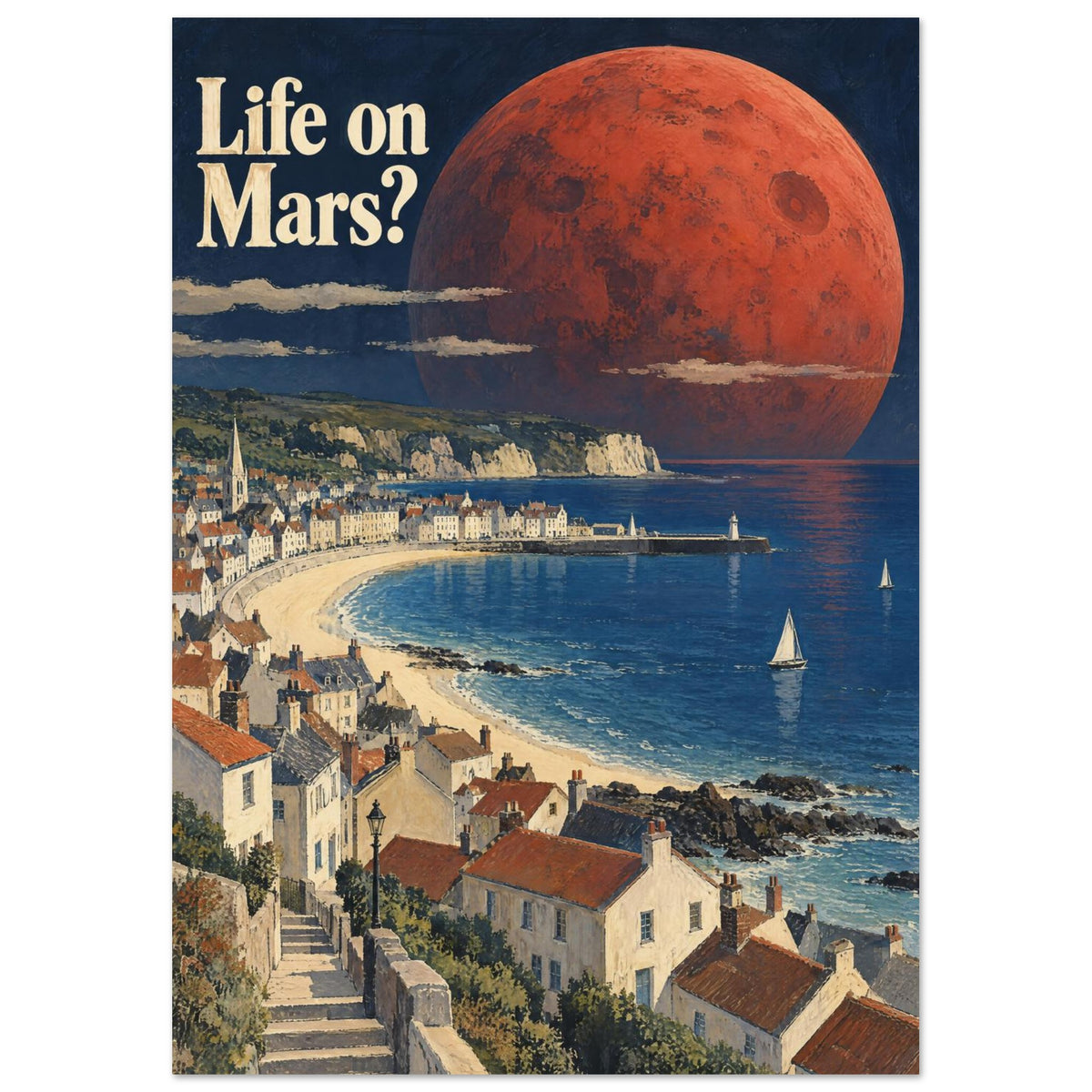Life On Mars Retro Coastal Poster