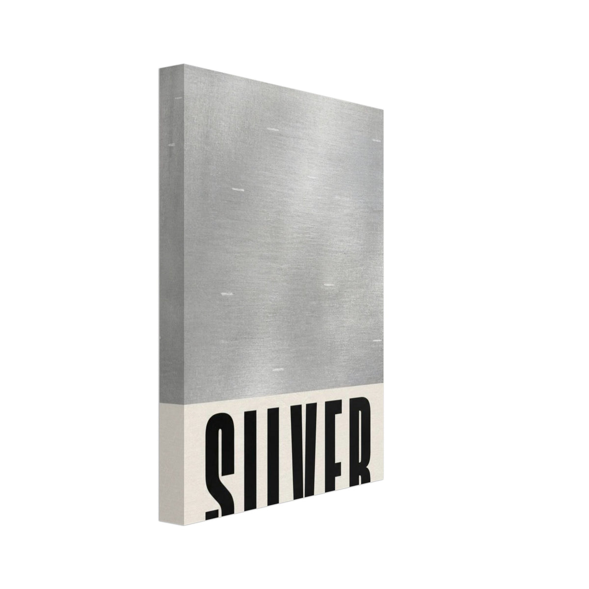 Silver-grey textured field above a cream panel with bold black ‘SILVER’ lettering and ‘A LITTLE EVERYDAY SHINE’ beneath.