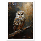 owl art print for the nursery, soft painterly artwork on matte paper