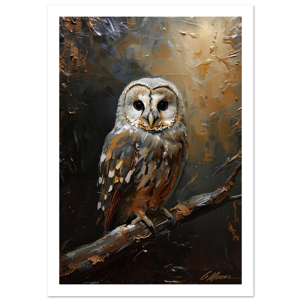 owl art print for the nursery, soft painterly artwork on matte paper