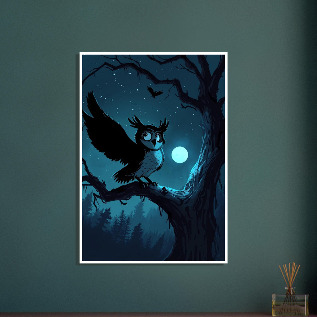 owl art print for the nursery, soft painterly artwork on matte paper