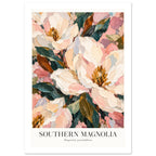 Southern Magnolia Painterly Botanical Art Print – White Border