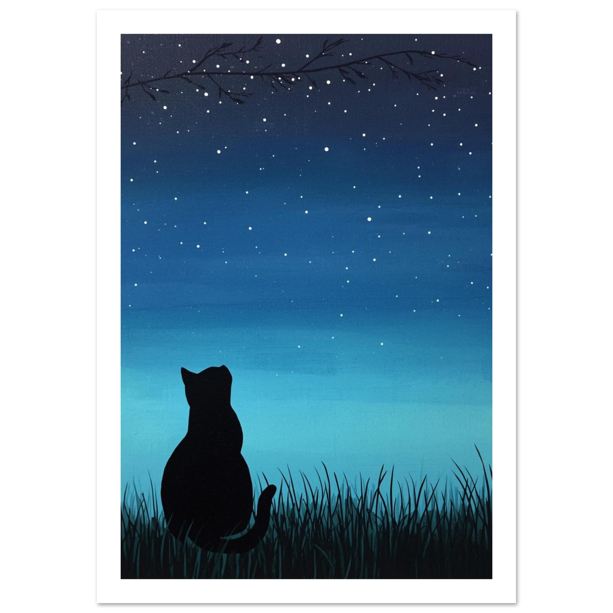 Cat Portrait Art Print – White Border