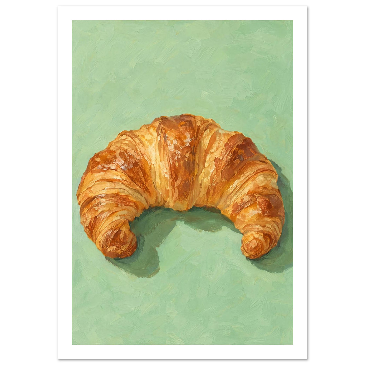 Croissant Mint Green Art Print – White Border