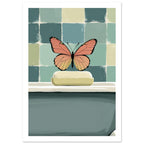 butterfly art print for the bedroom, soft painterly artwork on matte paper