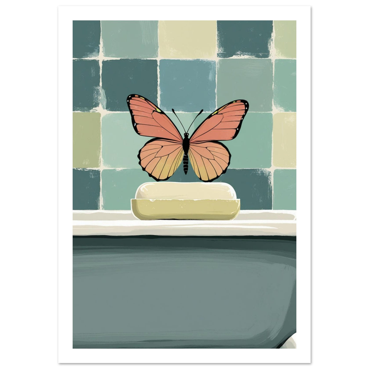 butterfly art print for the bedroom, soft painterly artwork on matte paper