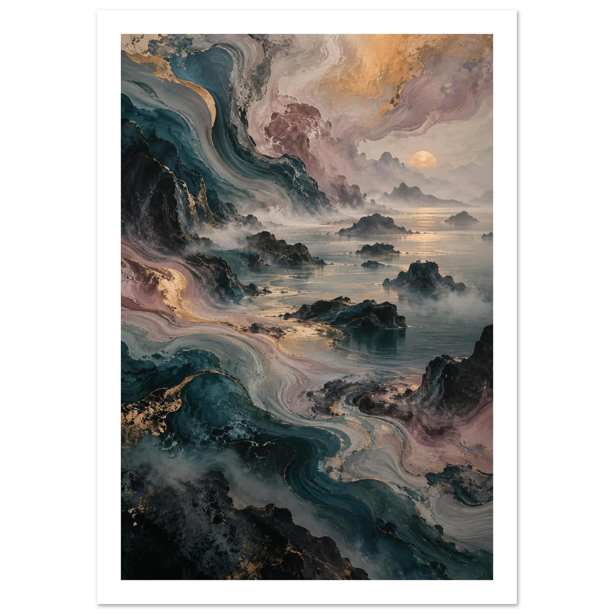 Original Abstract Composition Portrait LQSH Art Print – White Border