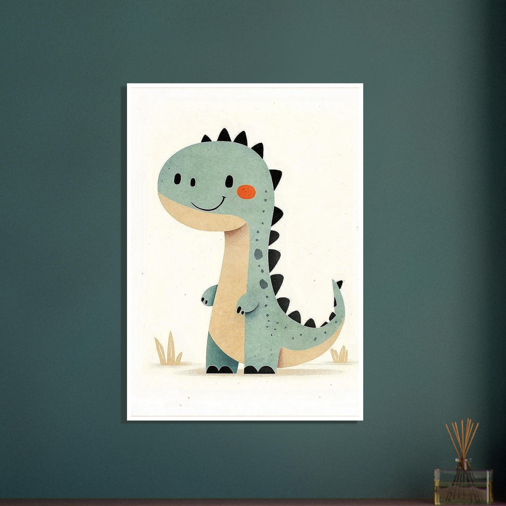 dinosaur art print for the nursery, soft painterly artwork on matte paper