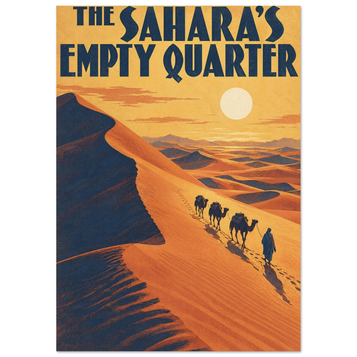 Desert Camel Caravan Vintage Travel Poster