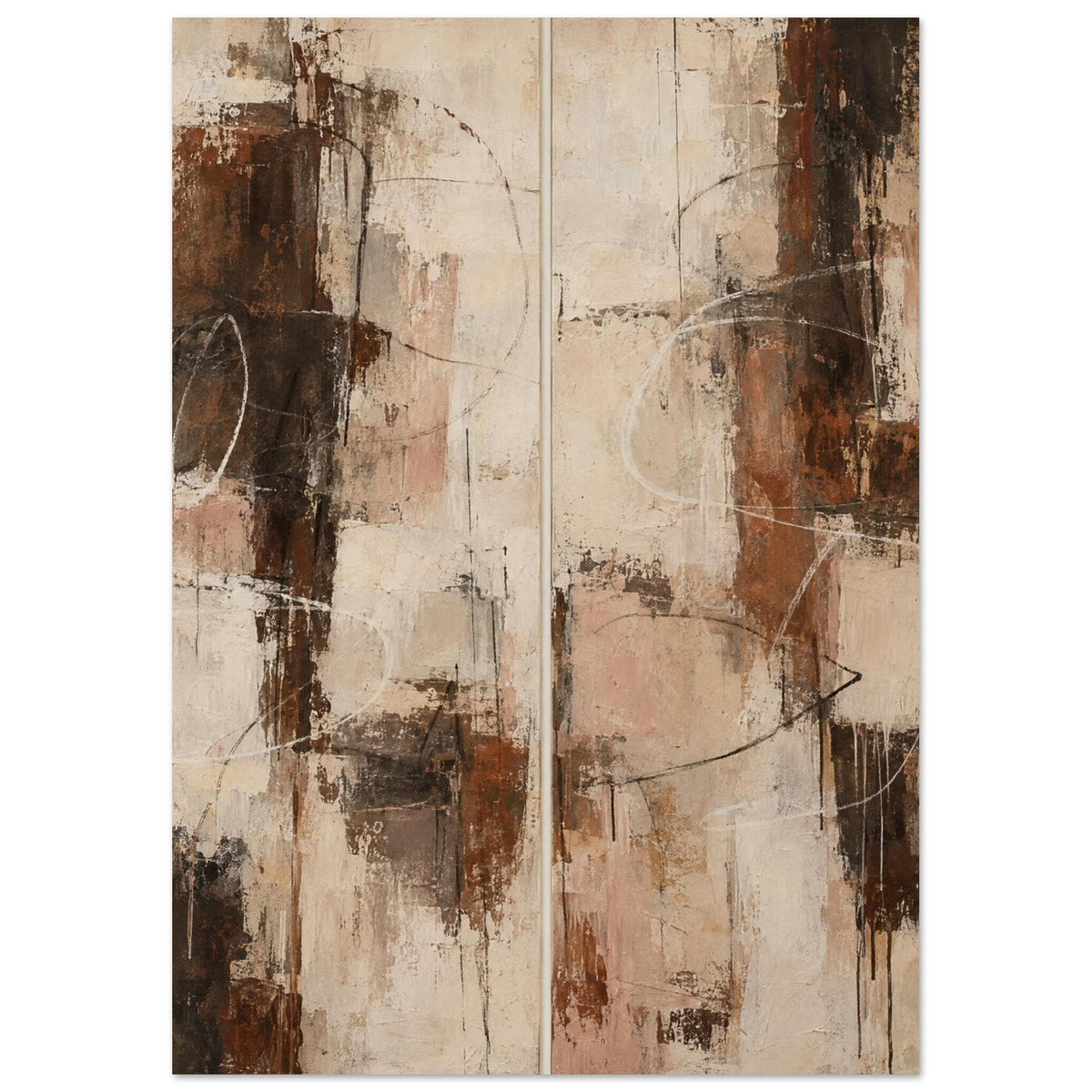 original abstract composition art print for the living room, soft painterly artwork on matte paper