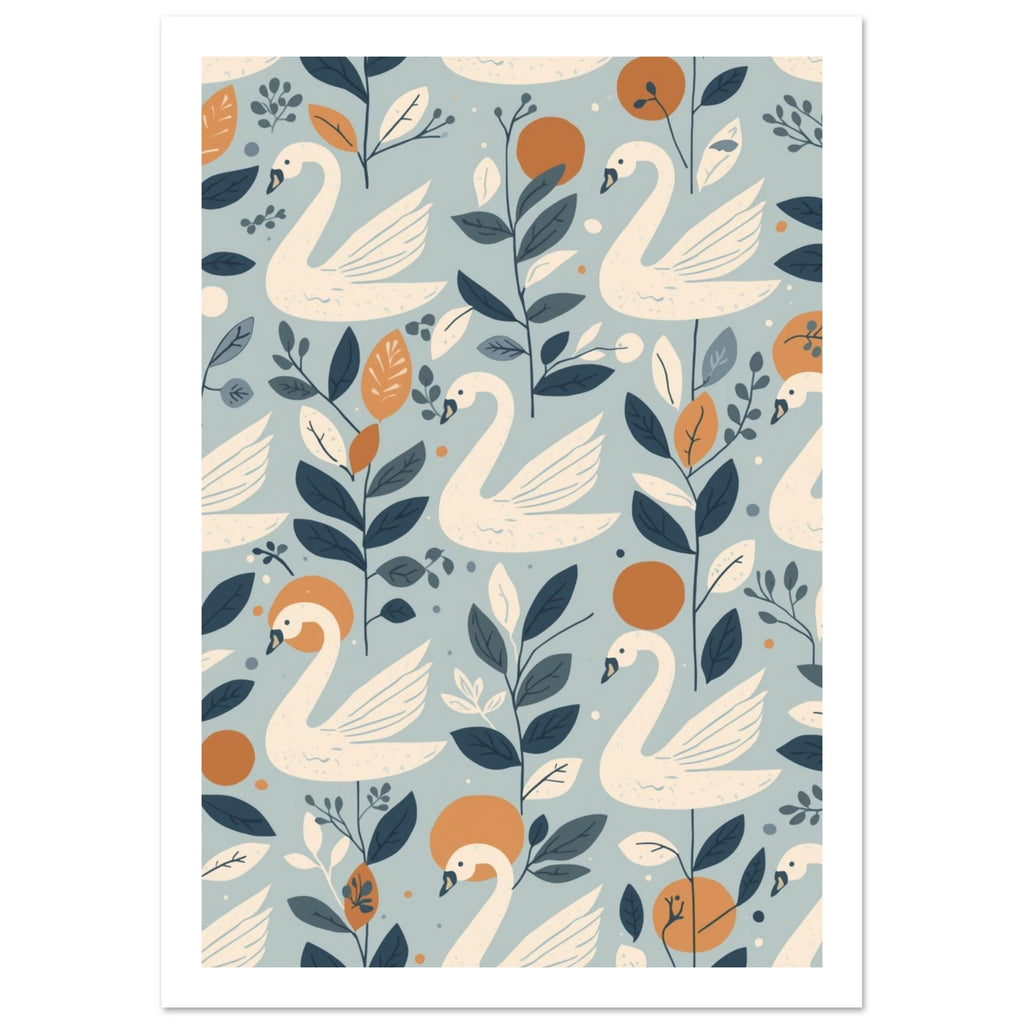 swan art print for the bedroom, soft painterly artwork on matte paper