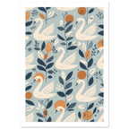 swan art print for the bedroom, soft painterly artwork on matte paper