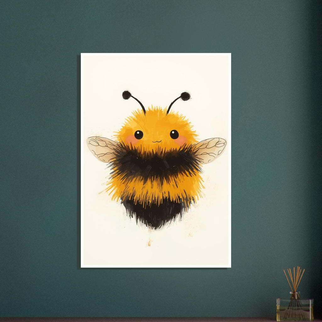 honey bee art print for the kitchen, soft painterly artwork on matte paper