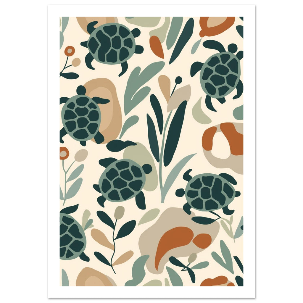 sea turtle art print for the bathroom, soft painterly artwork on matte paper