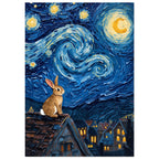 rabbit art print for the nursery, soft painterly artwork on matte paper