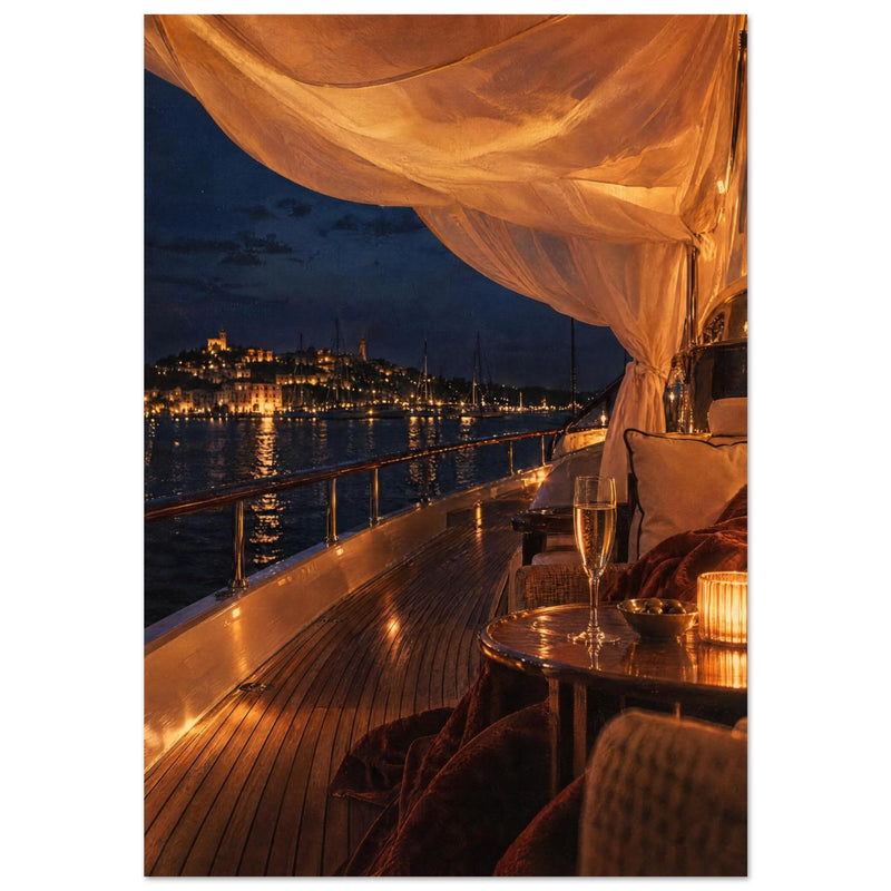 Yacht Harbour At Night Art Print