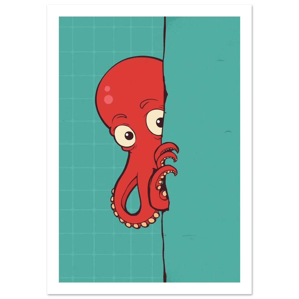deep sea fish art print for the bathroom, soft painterly artwork on matte paper