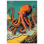 kraken art print for the home office, soft painterly artwork on matte paper