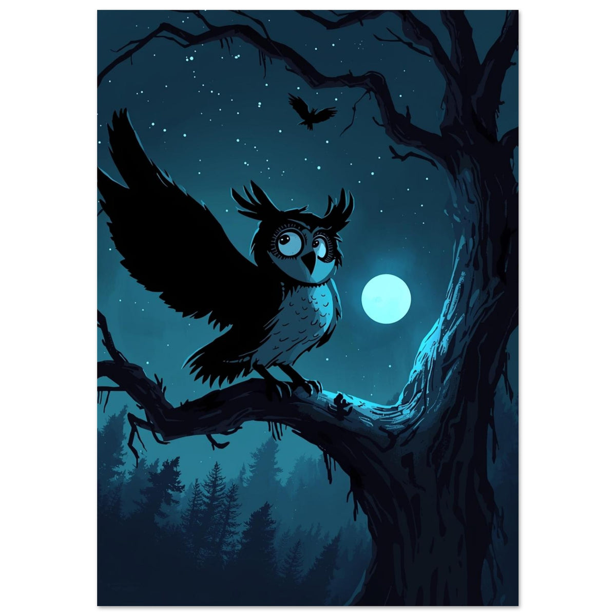 owl art print for the nursery, soft painterly artwork on matte paper