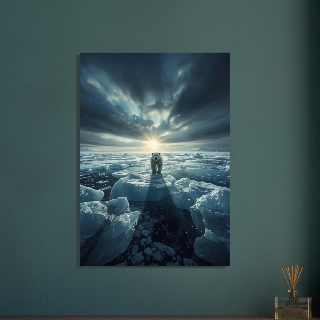 polar bear art print for the living room, soft painterly artwork on matte paper