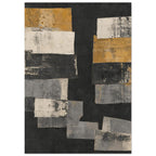 Ochre And Charcoal Abstract Blocks Art Print