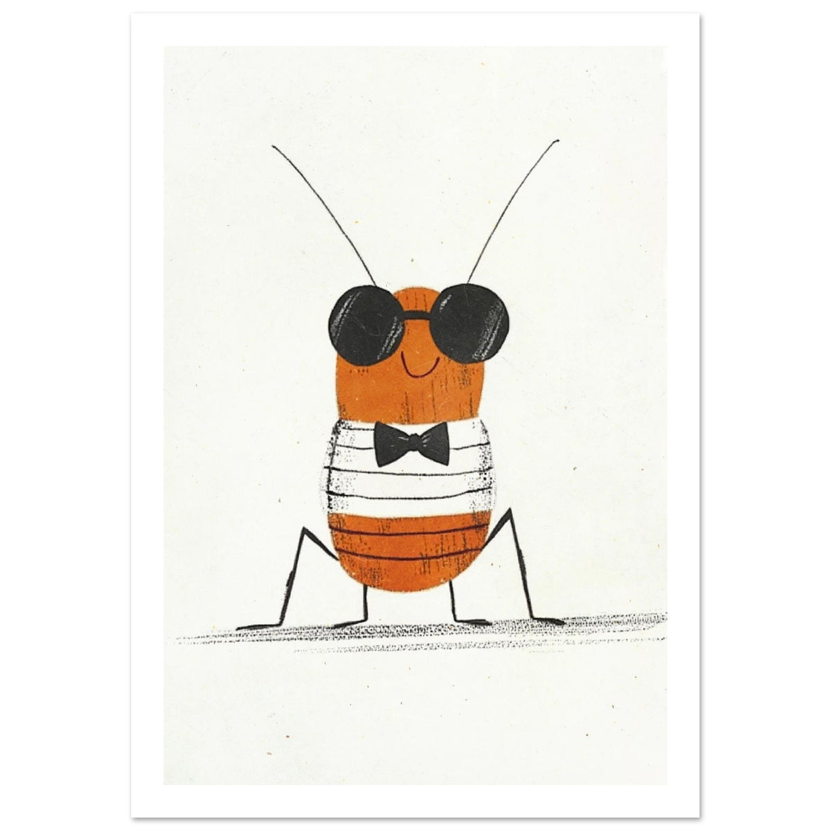 beetle art print for the home office, soft painterly artwork on matte paper