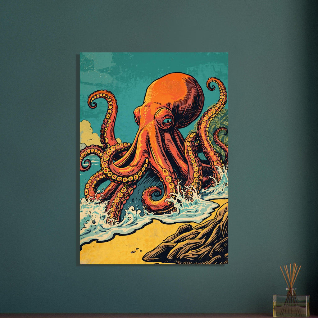 kraken art print for the home office, soft painterly artwork on matte paper
