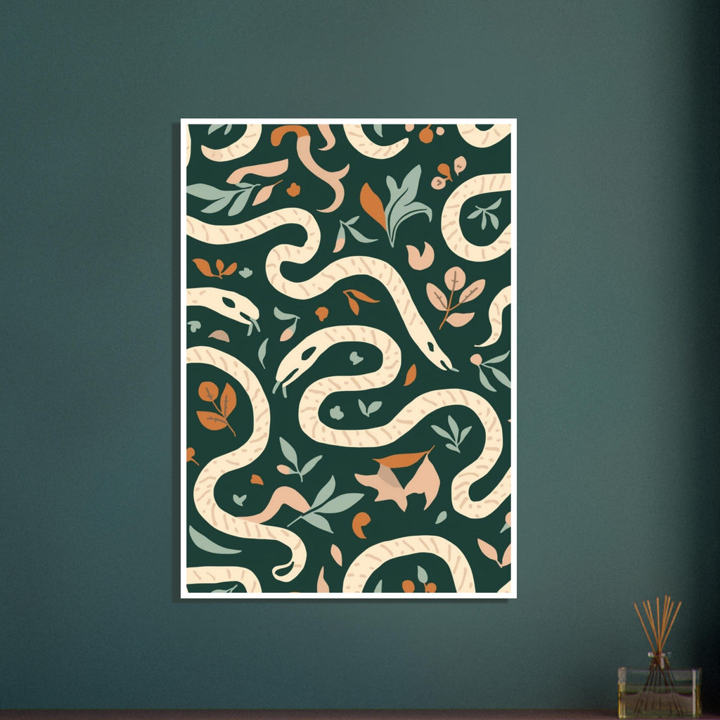 snake art print for the home office, soft painterly artwork on matte paper