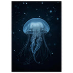 Glowing Blue Jellyfish wall art print by Printavelle – close-up