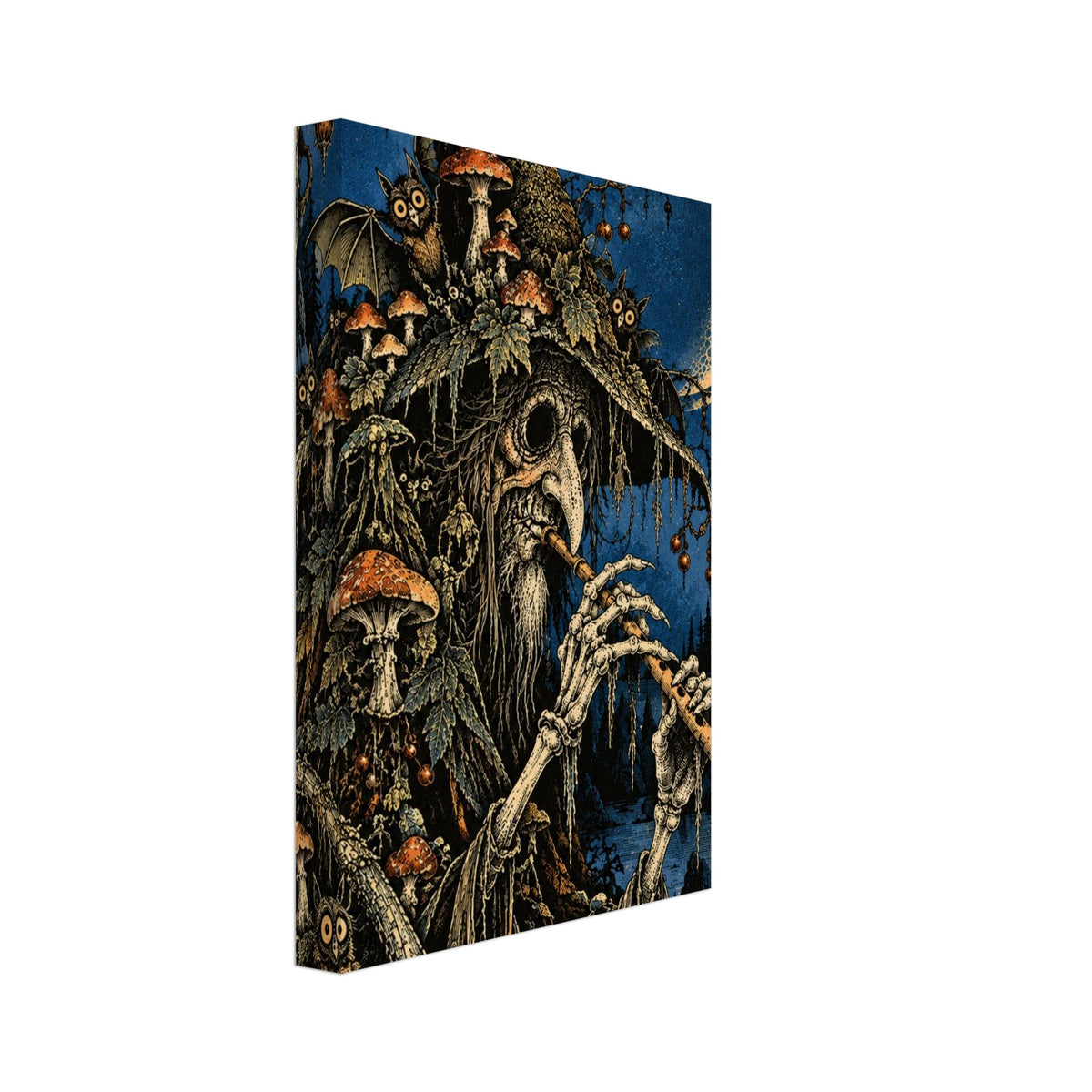 Skeletal Forest Musician Fantasy Art Print – Canvas