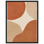 Abstract burnt orange and beige curved shapes on a cream background, with mottled texture and a narrow cream border.