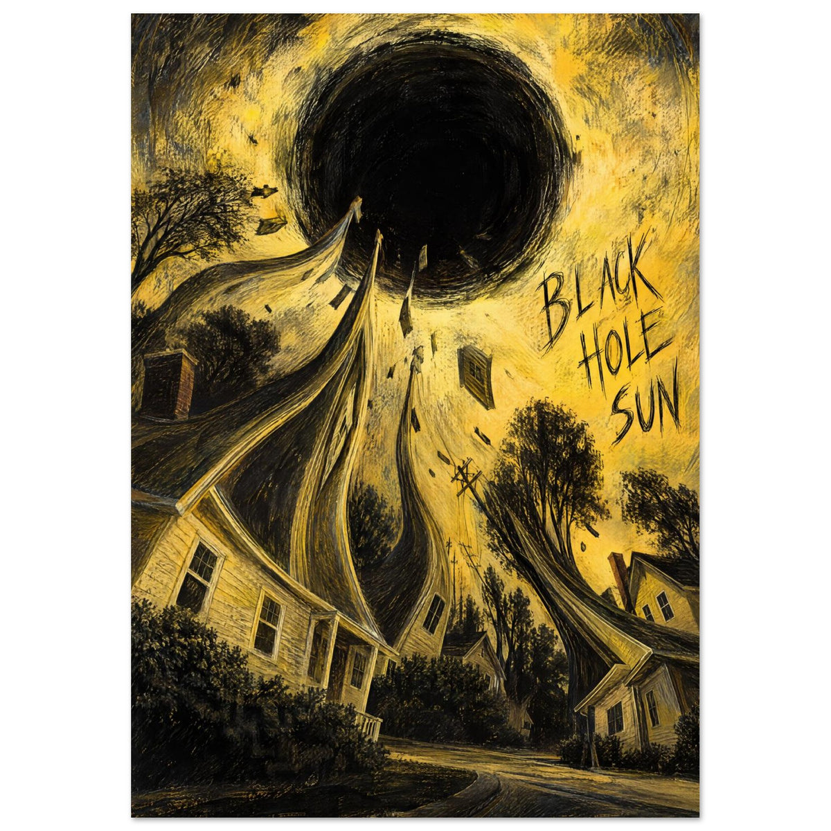 Black Hole Sun Surreal – illustration wall art print by Printavelle – close-up