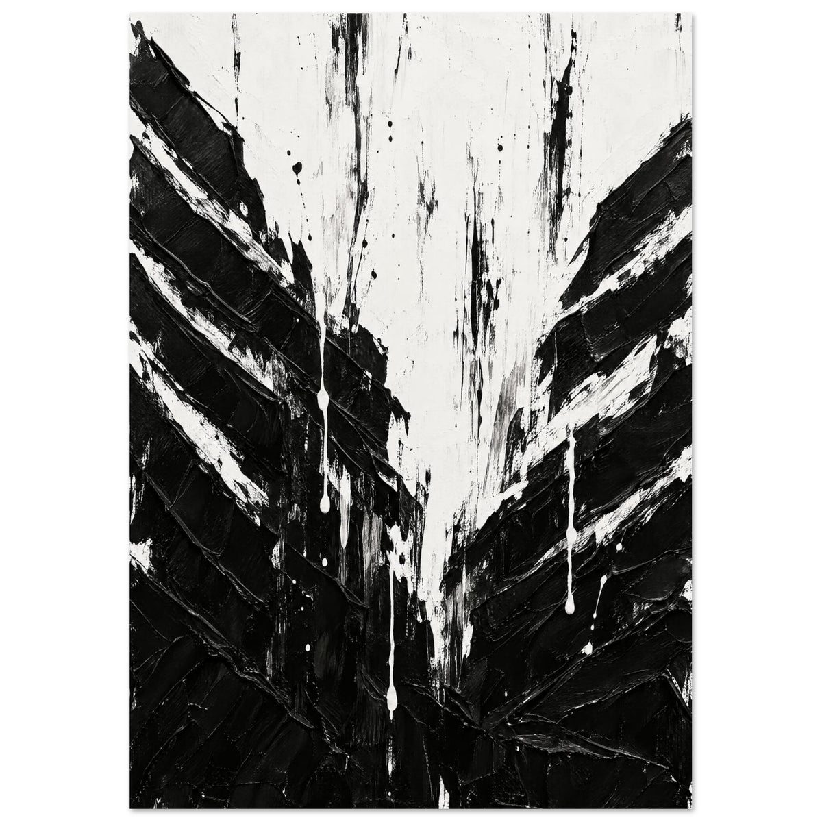 Herringbone Black And White Abstract Art Print