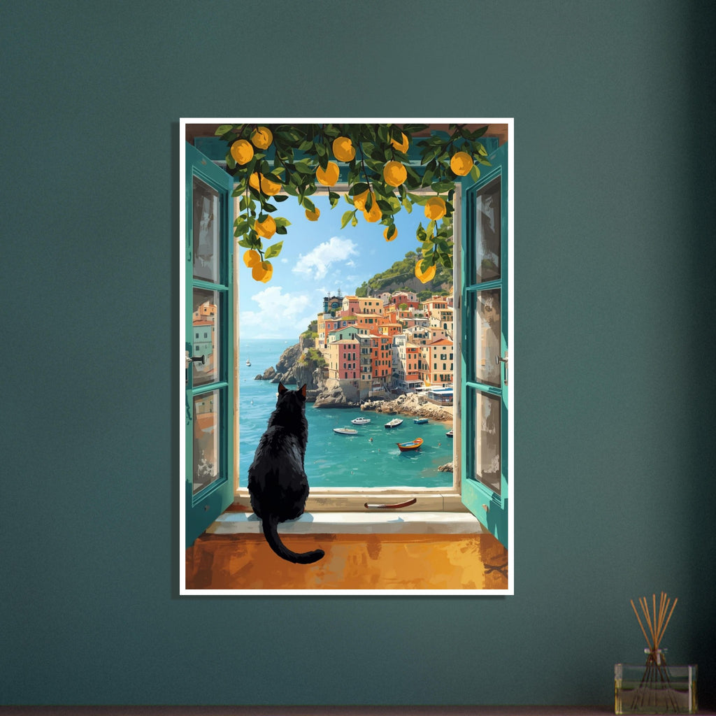 cat art print for the living room, soft painterly artwork on matte paper