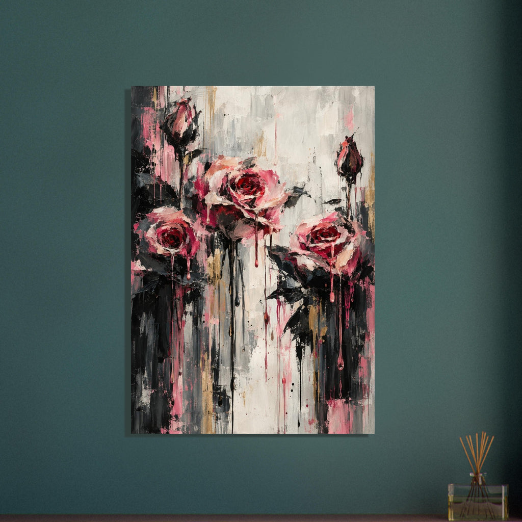 Pink Roses Expressive – expressionism wall art print by Printavelle – close-up