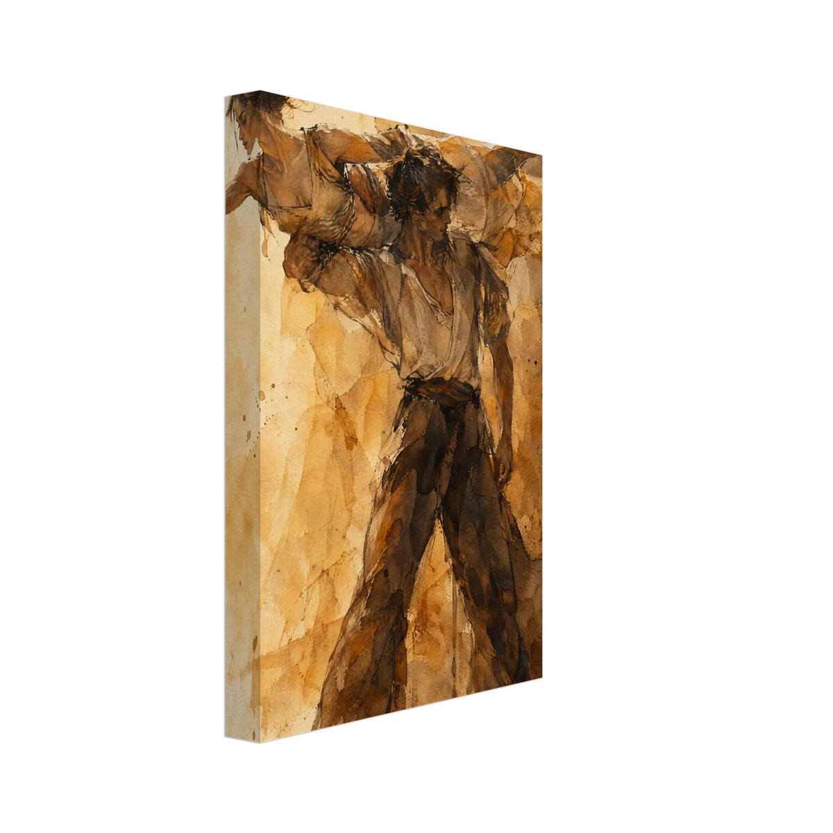 Dancing Couple Sepia Watercolour Art Print – Canvas