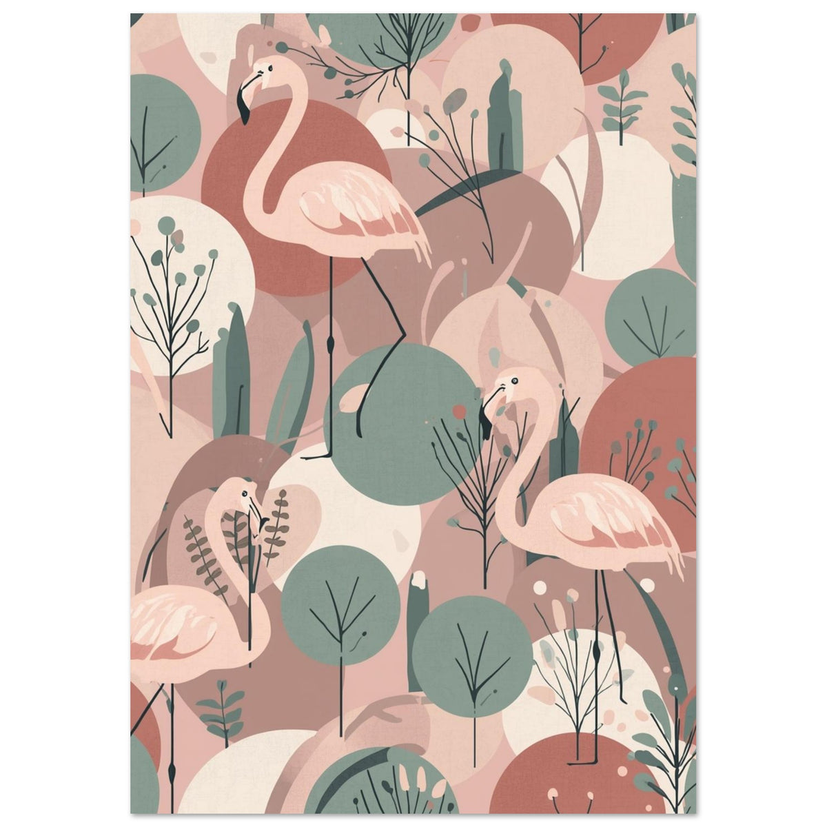 flamingo art print for the bedroom, soft painterly artwork on matte paper
