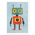 friendly robot art print for the nursery, soft painterly artwork on matte paper