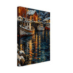 Snowy Harbour Boats Art Print – Canvas