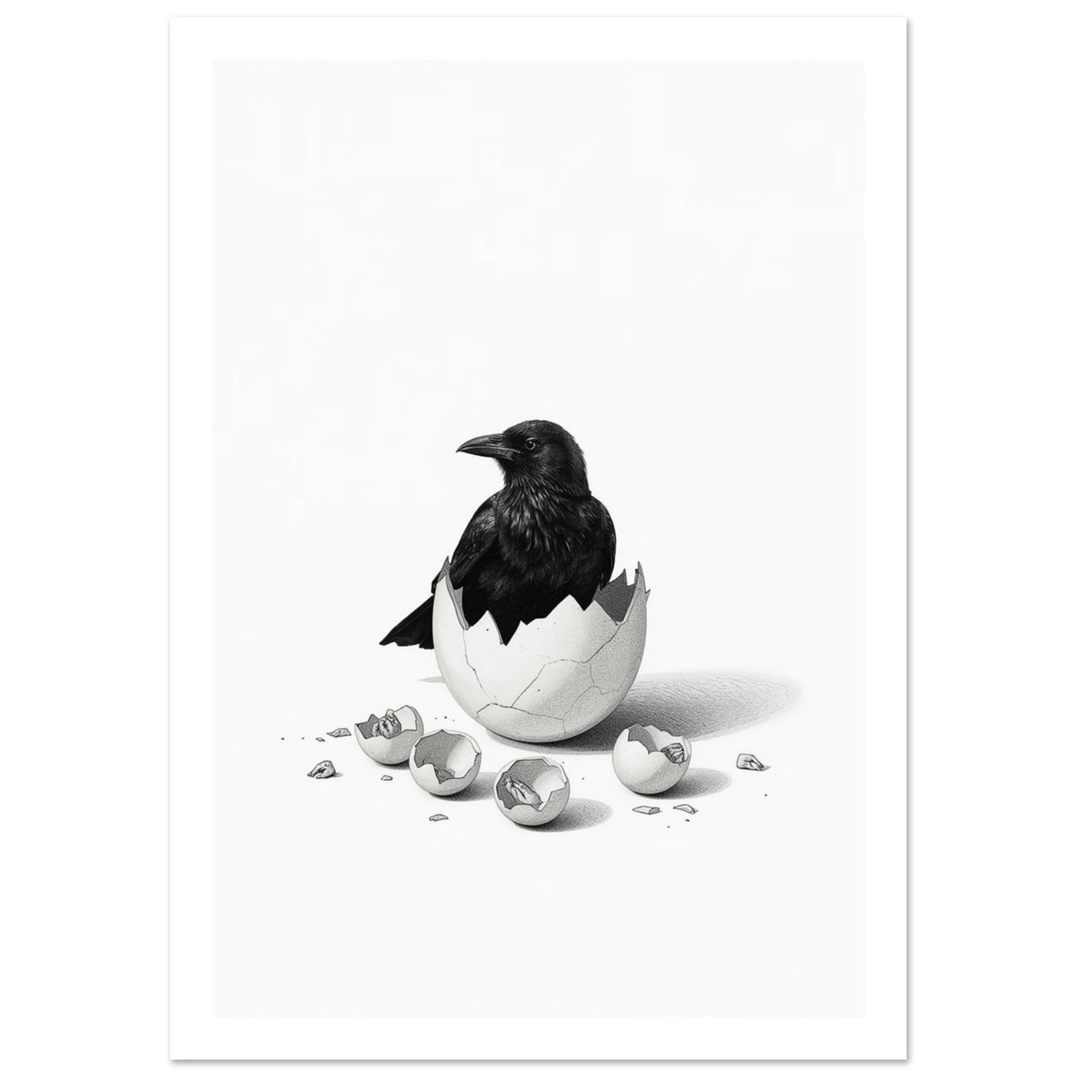 raven art print for the home office, soft painterly artwork on matte paper