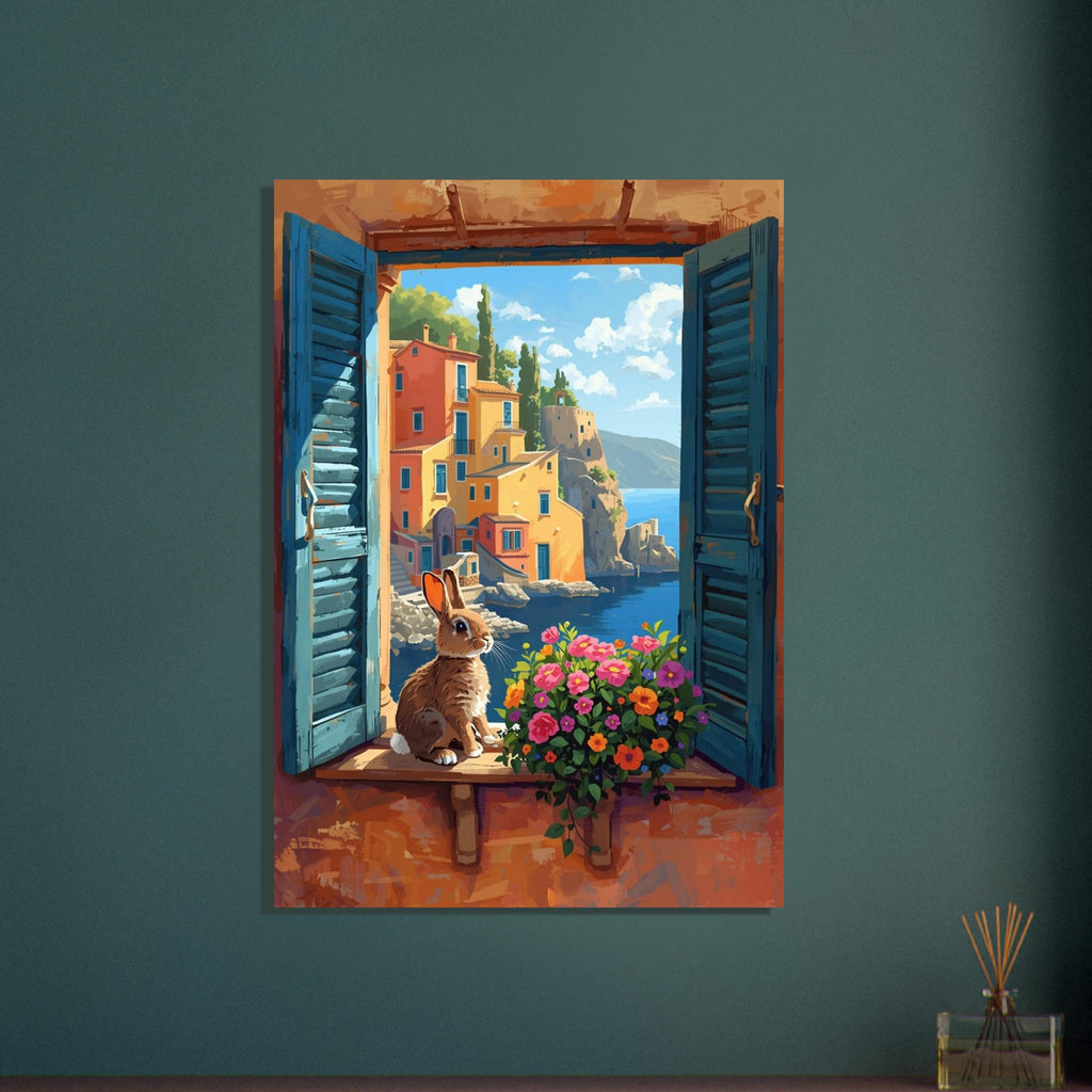rabbit art print for the nursery, soft painterly artwork on matte paper