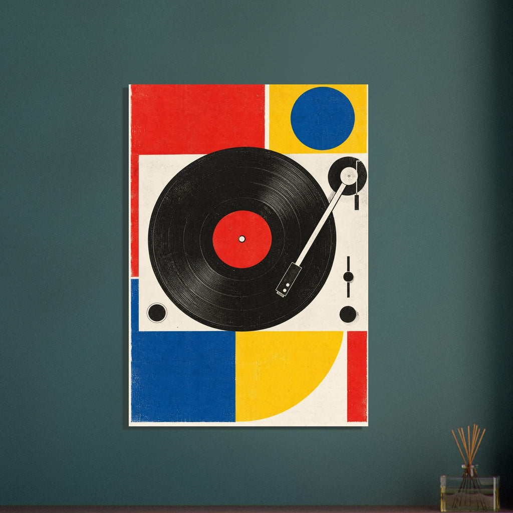Turntable Primary Colour Retro – geometric wall art print by Printavelle – close-up