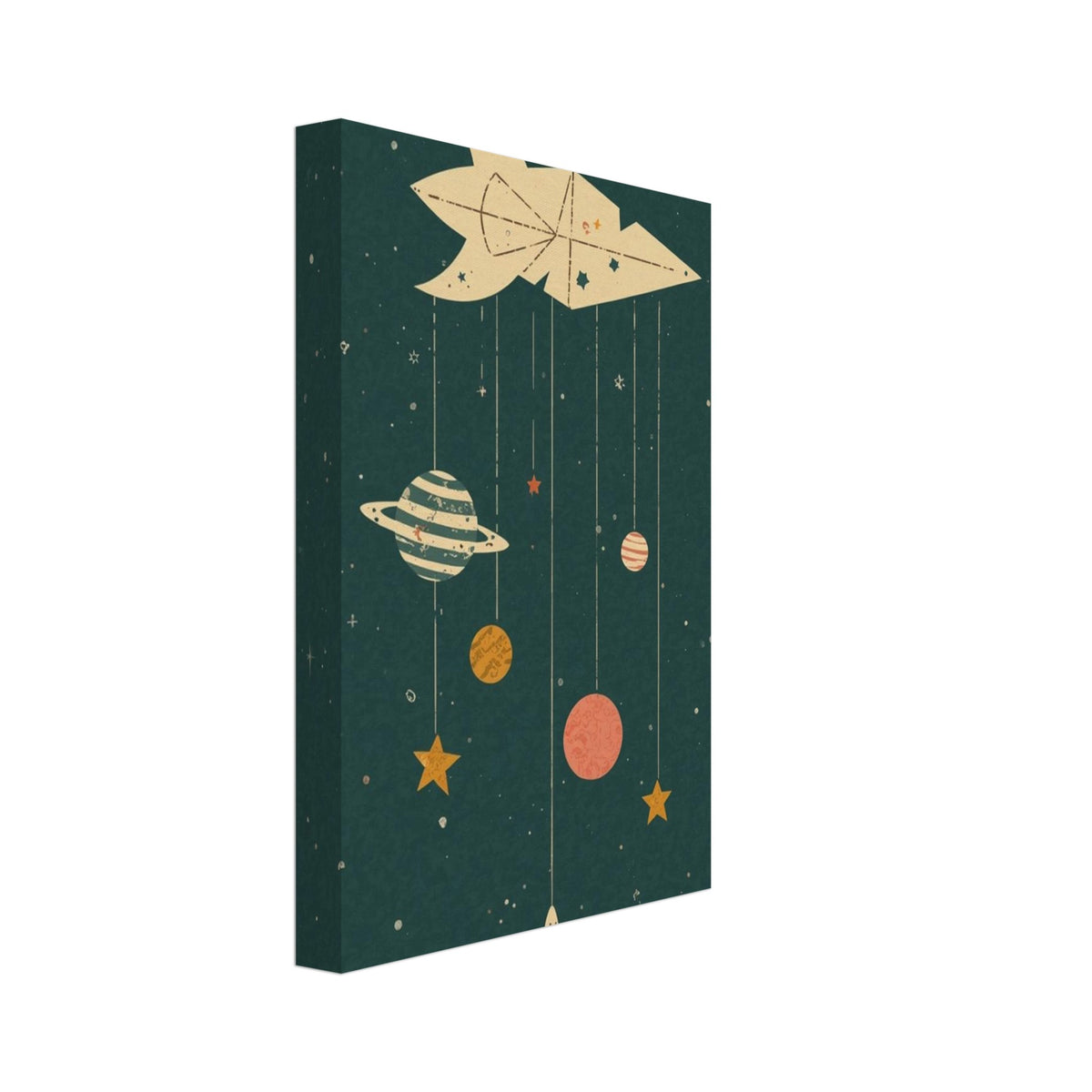 Rocket And Planets Retro Nursery Poster – Canvas