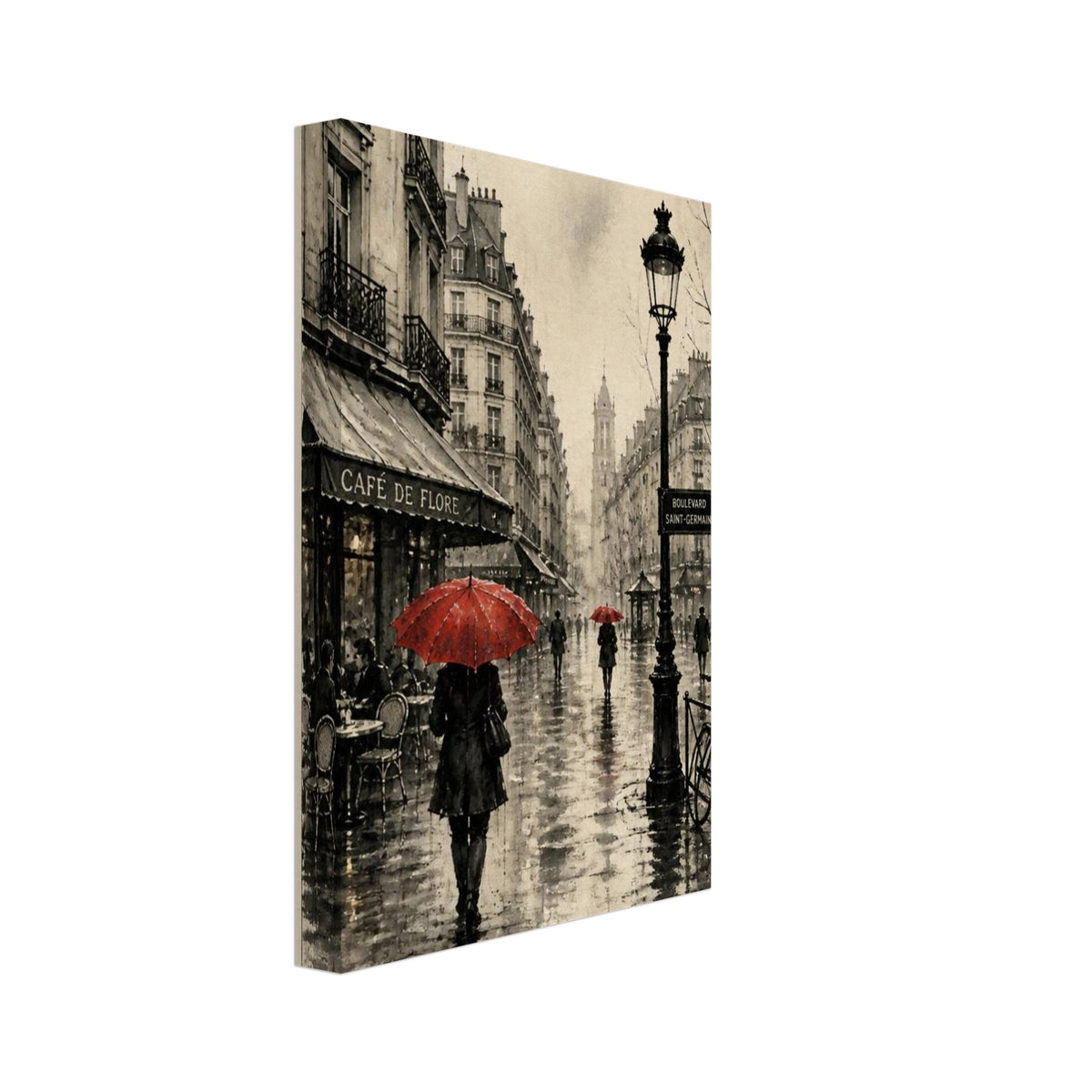Paris Rainy Street Vintage Poster – Canvas
